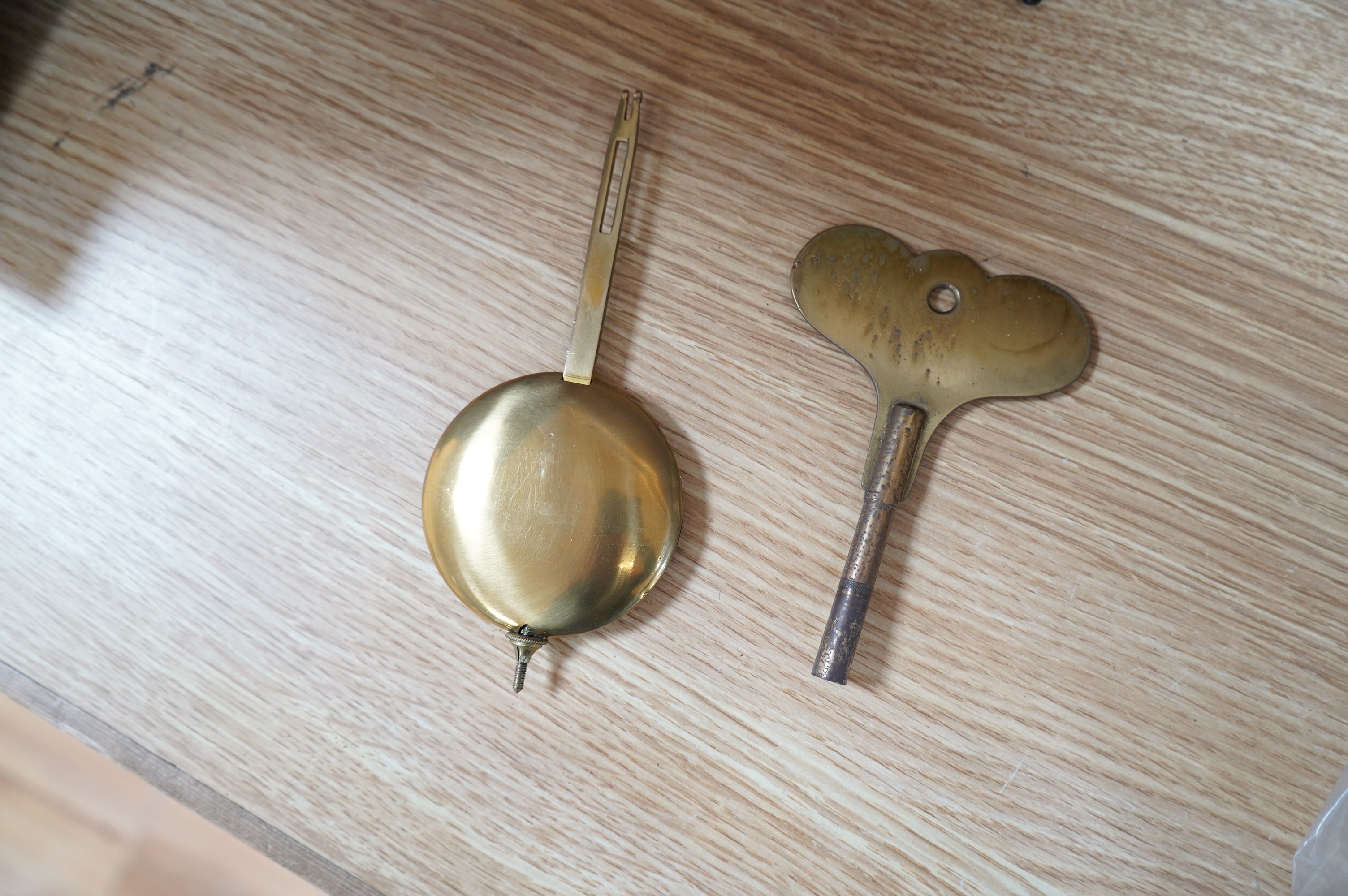 A W&H mahogany three train bracket clock, keys and pendulum, 44cm. Condition - fair to good, not tested